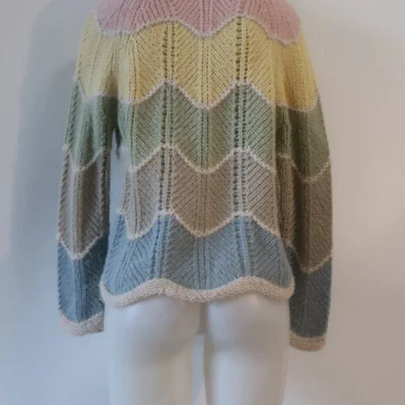 Womens LoveShackFancy Deena Pink-Multi Knit Cardigan Sweater M - Picture 5 of 8